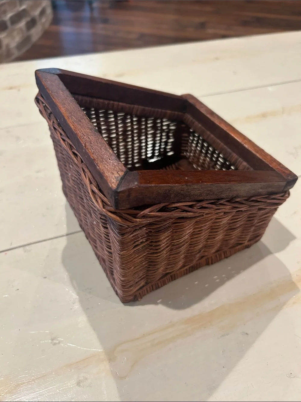 Vintage Brown Woven Square Storage Basket - Home Accents